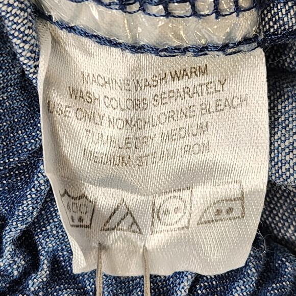 Vintage 90s Woman Within Pants Size 22W Pull On Crop Drawstring Chambray Pockets - Picture 7 of 12